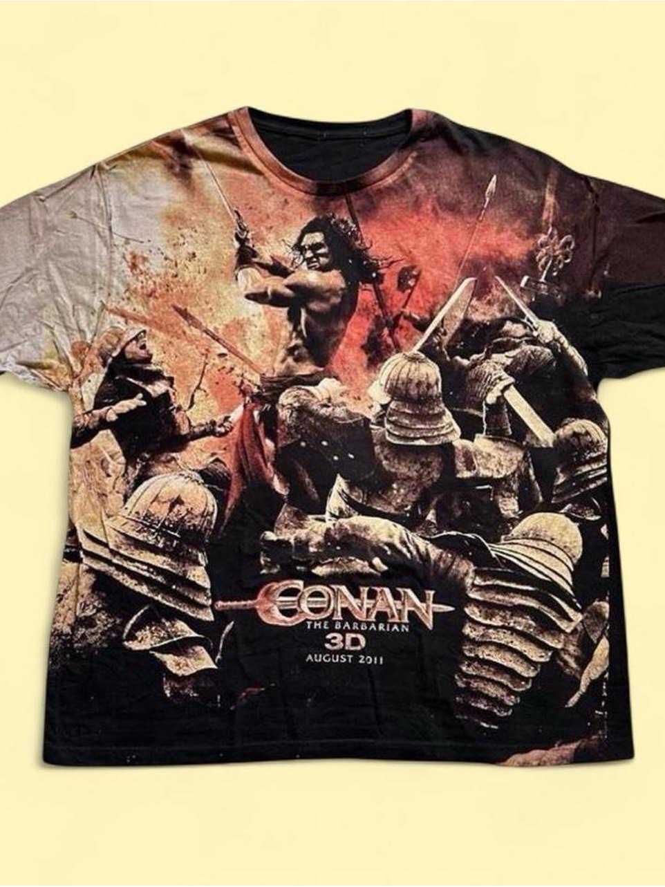 Conan The Barbarian Graphic Movie Promo Tee  Black  Rust Xl